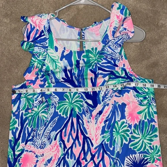 NWOT Lilly Pulitzer Esmeralda Jet Stream Blue Floral Ruffle Sleeve Shift Dress - Picture 11 of 12